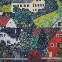 Постер на холсте 35*35см Gustav Klimt"Дома в Унтерахе близ озера Аттерзее" 