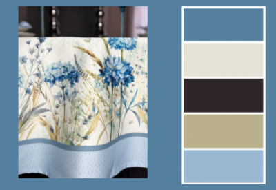 Скатерть-дорожка с пропиткой "Антипятно" 35*145см, декор "Delight blue" 